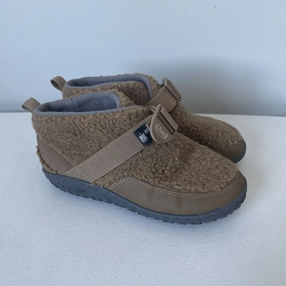 Chaco Ramble Fluff Kids' Ankle Boot Natural Brown Fuzzy Cozy Warm Unisex 3.5